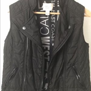 Double Breasted Black Reverse ZIP Bomber Vest